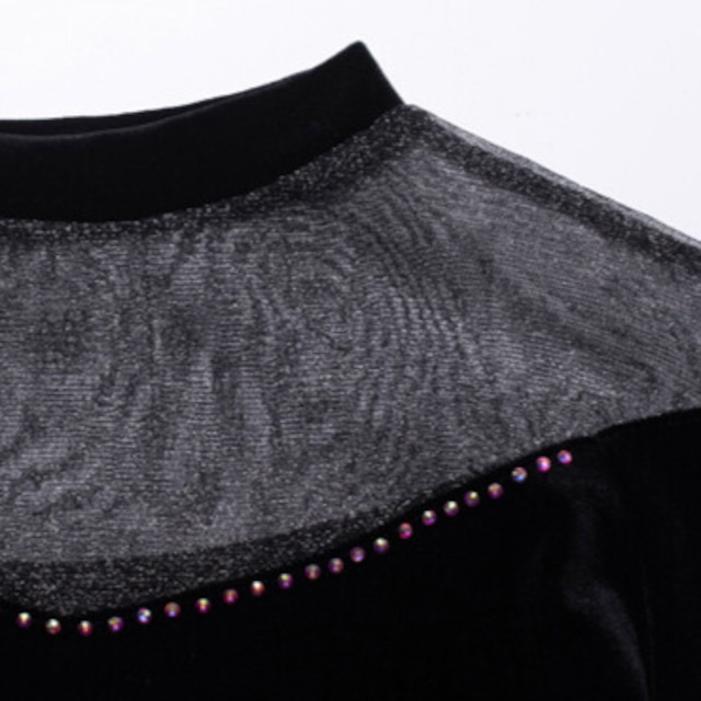 モックネック シースルー ベロア ダンストップス ds1110