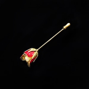 Brass rose hat pin