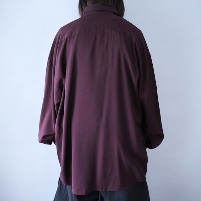 "刺繍" bordeaux one-tone design fry-front minimal shirt