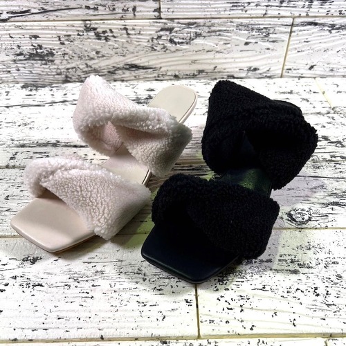 ボリュームツイストツーベルトボアサンダル/HEART ACTION/レディース/38-46073BA