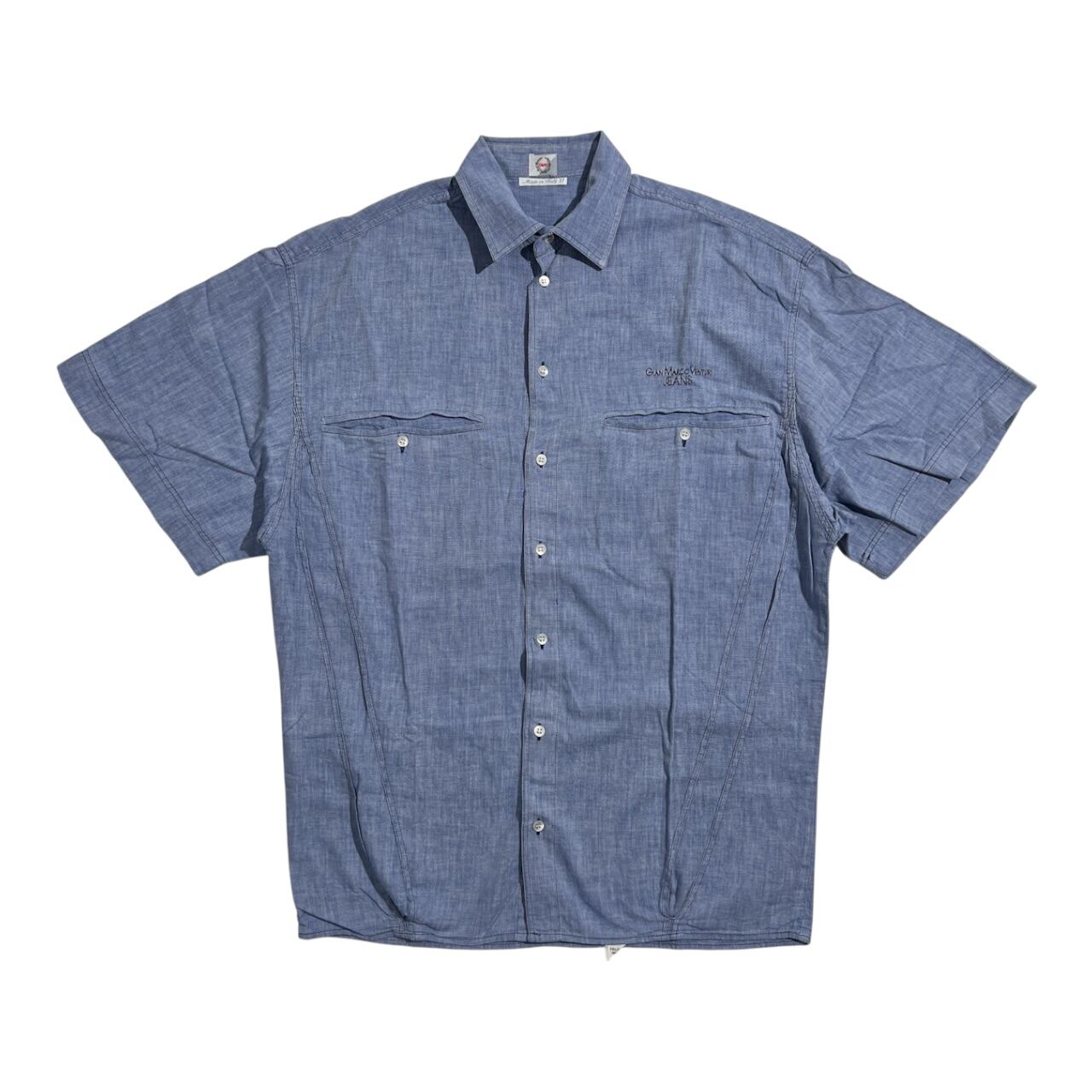 60s GLENN BERRY Stencil Chambray S/S Shirt S / US NAVY タイプ