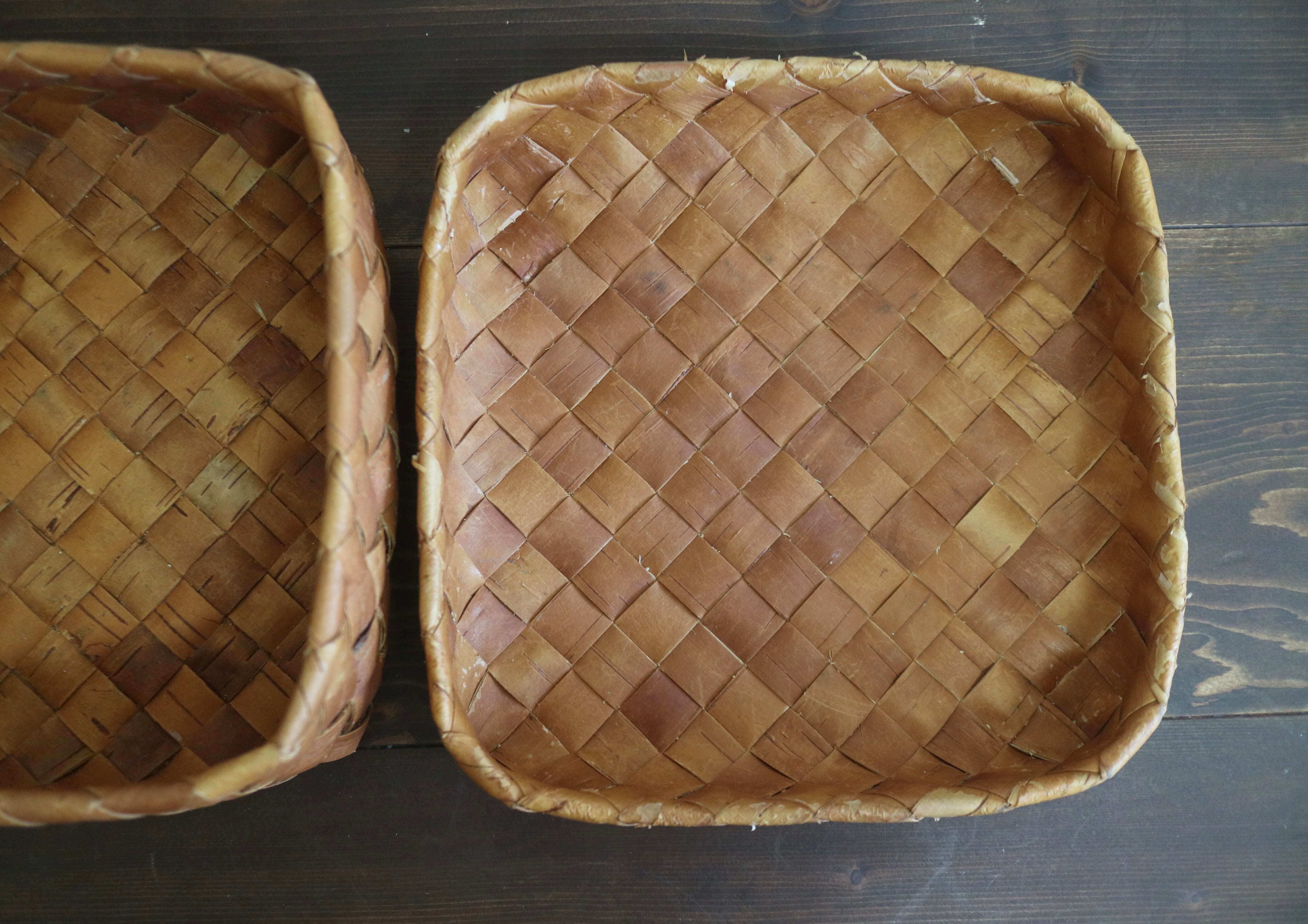 白樺のカゴ / バスケット スクエアタイプ No.3158 | Taloni