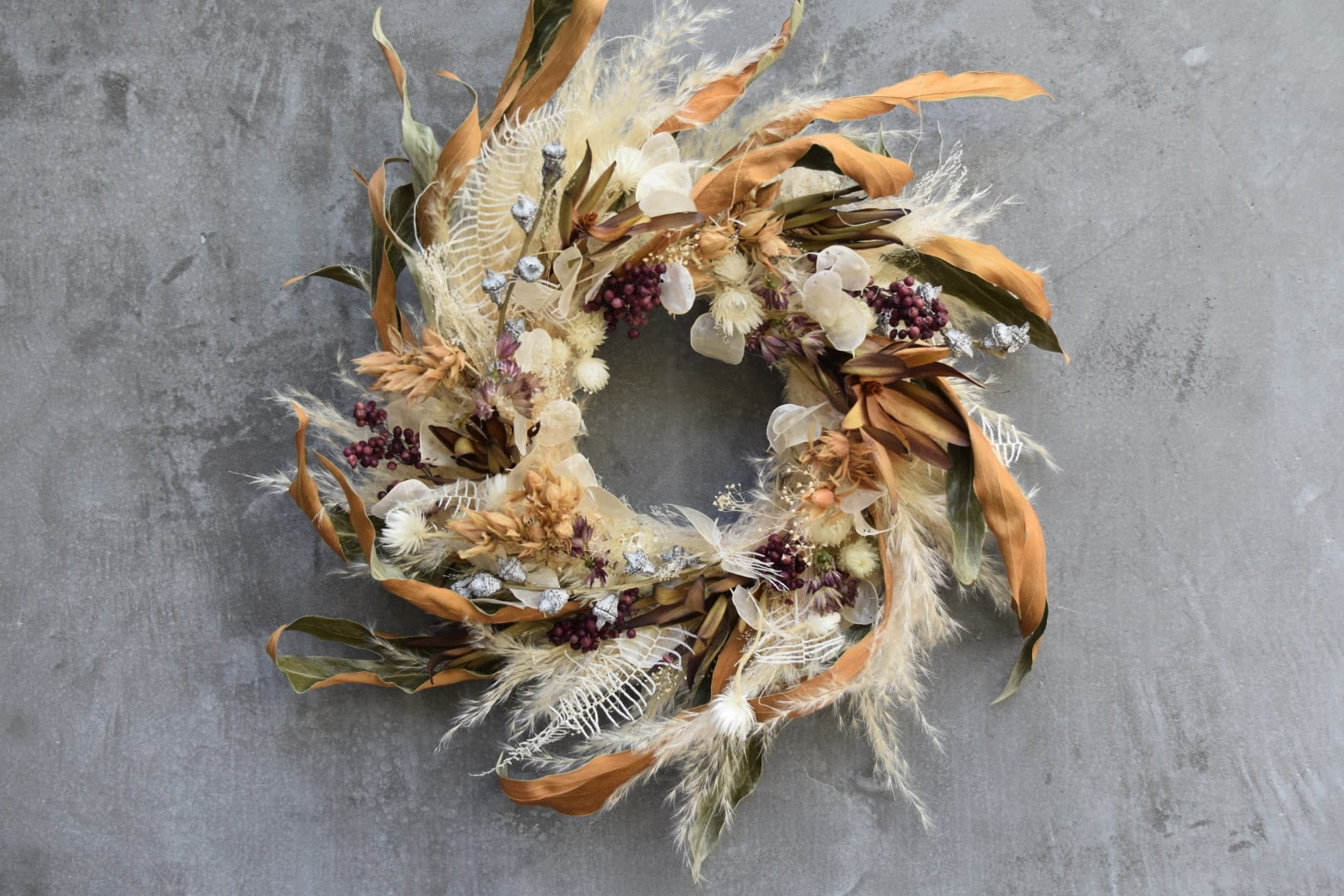開店祝いやギフトにもおすすめ】秋のドライフラワーリース