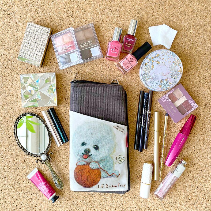 ビションフリーゼ】ペンケース・ポーチ 仕切りポケット付き