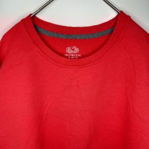 フルーツオブザルーム　クルーネック　スウェット　トレーナー　無地　レッド　XL