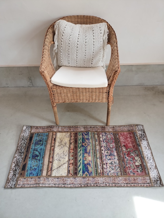 Turkish patchwork small rug 113✕56cm No.385