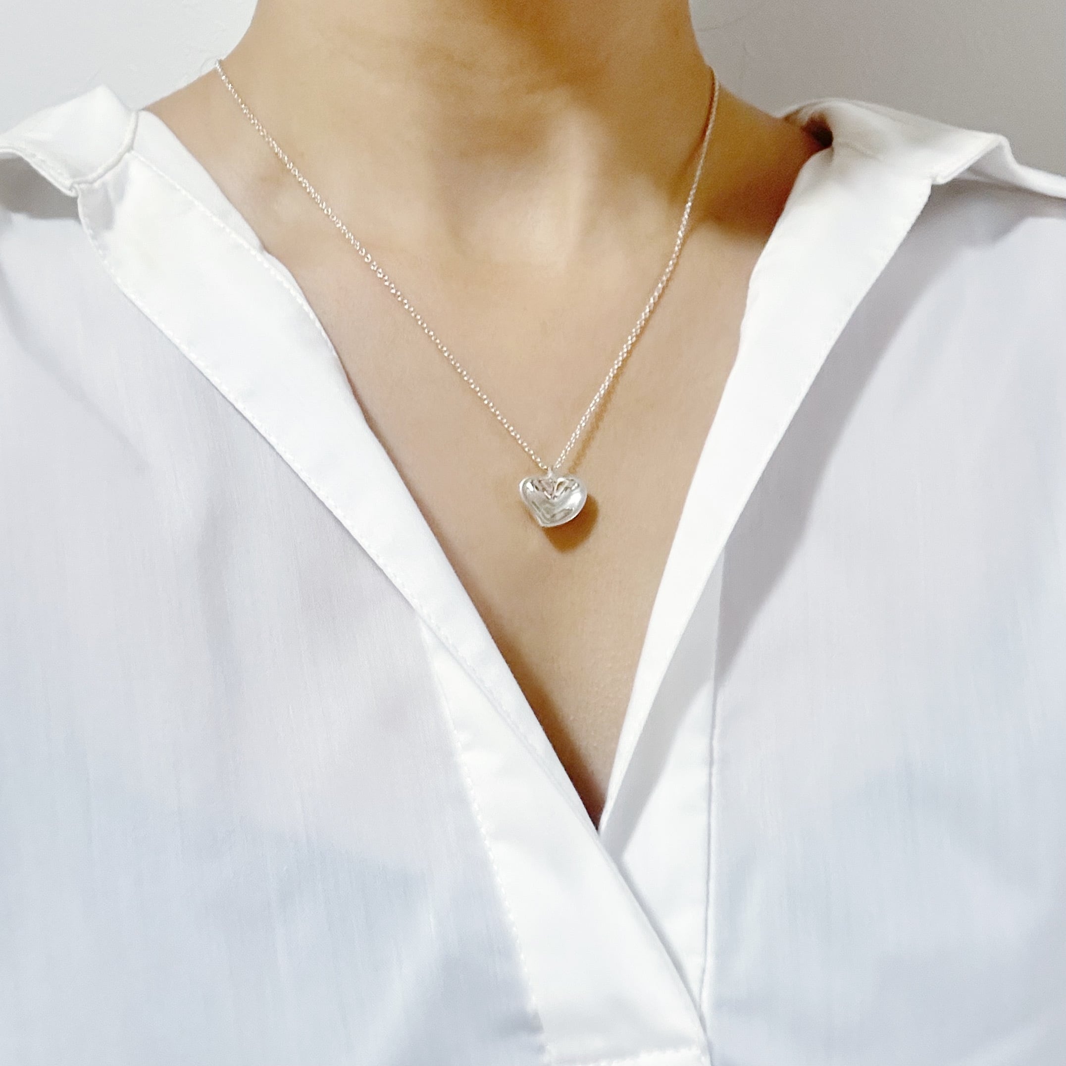 【T5586】Tiffany&Co. curved heart necklace/silver925/ティファニー/ネックレス