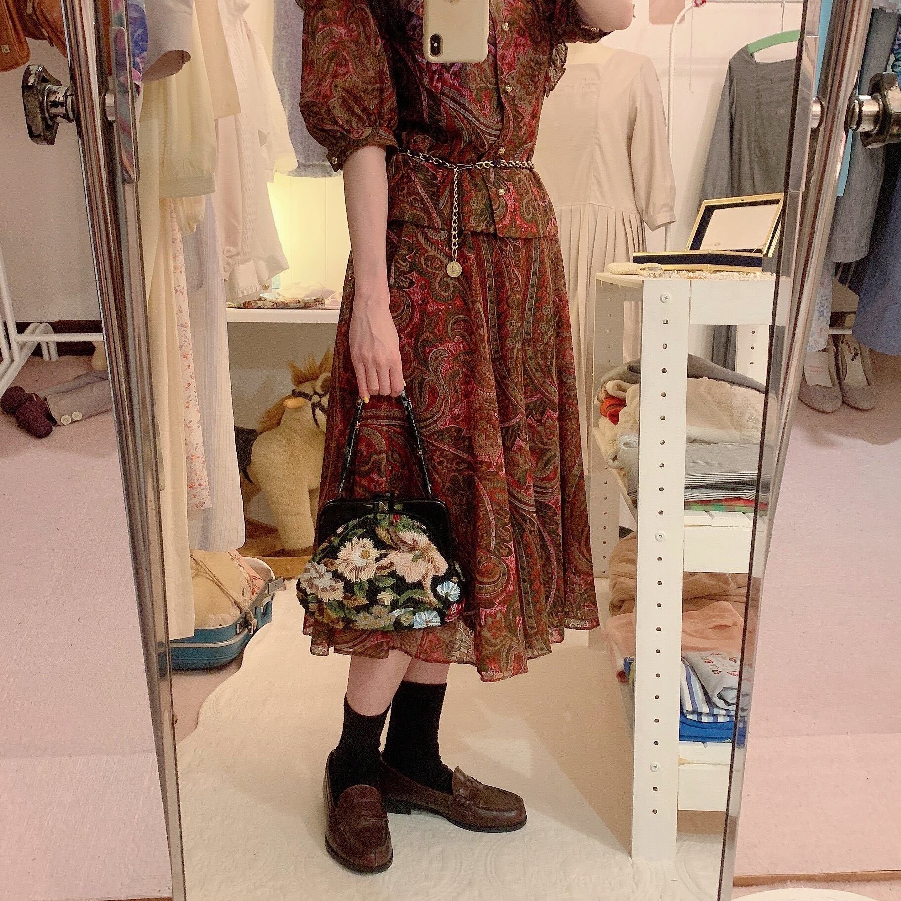 flower beads mini purse bag