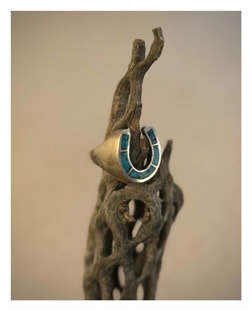 Horseshoe Inlay Silver Ring (c. 1950–1970s)