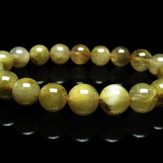 ルチルクォーツ ブレスレット 9mm タイチンルチルクォーツ タイチンルチル 一点物 メール便可 [M便 1/10] 111-49088