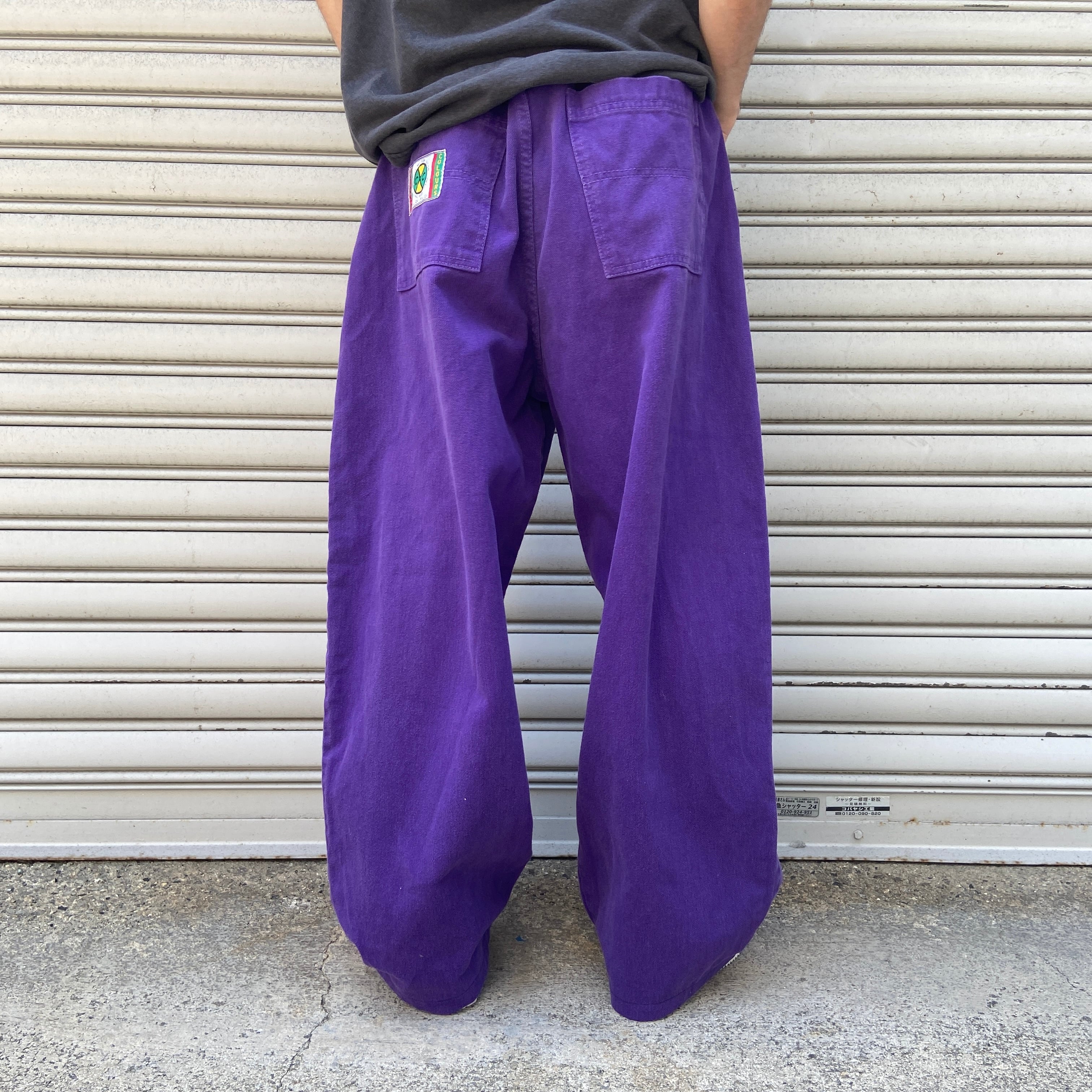 90s☆USA製☆クロスカラーズ☆ワイドバギーパンツ☆カラーデニム☆紫☆W38 90s USA製 クロスカラーズ ワイドバギーパンツ カラーデニム 紫