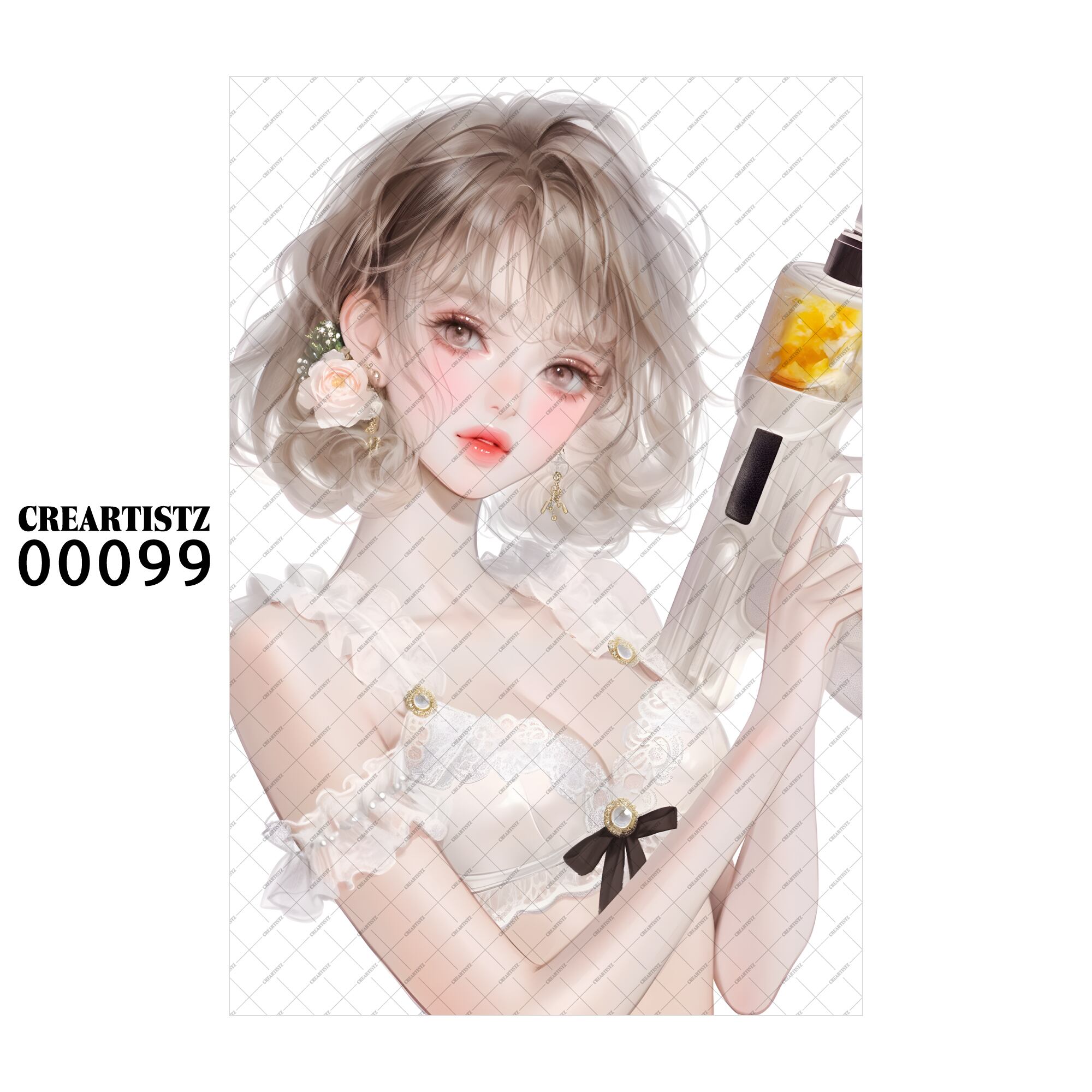 00099 ガール キュート オリジナル ペーパー/ステッカー 4枚セット CREARTISTZ