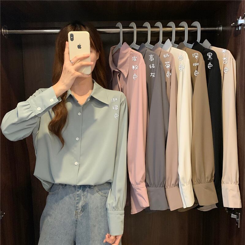 シャツ スプリングオータムソリッド カラーシングルブレスト 春物 秋物 ソリッドカラー 1号婦人25450317980