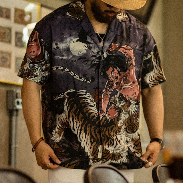 Wu song fights the tiger open collar shirt 00444
