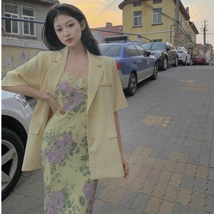スプリングサマースタイルフローラルロングドレス ジャケット レディース 春物 夏物 花柄 ドラファッションホール59037388962