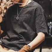 ダーティー加工プリントTシャツ A4277