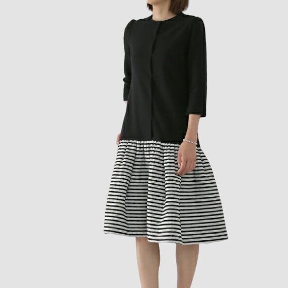 A4等級以上 完売 22AW BORDERS at BALCONY ワンピース ブラック - 通販