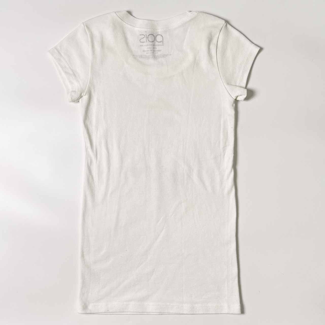 フランス製生地 pois ポワ アート デザイン ゴールド チュニック丈 半袖 Tシャツ カットソー/ホワイト レディース