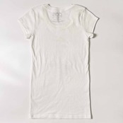 フランス製生地 pois ポワ アート デザイン ゴールド チュニック丈 半袖 Tシャツ カットソー/ホワイト レディース