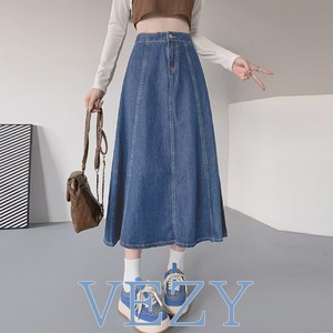 デニムスカート ロングスカート Aライン おしゃれフレアスカート ハイウエスト 韓国美脚スカート 春秋夏ボトムス レトロ体型カバー きれいめカジュアル ボトムス パンツ スカート ベジー VEZY ItemNo.【19700798 】