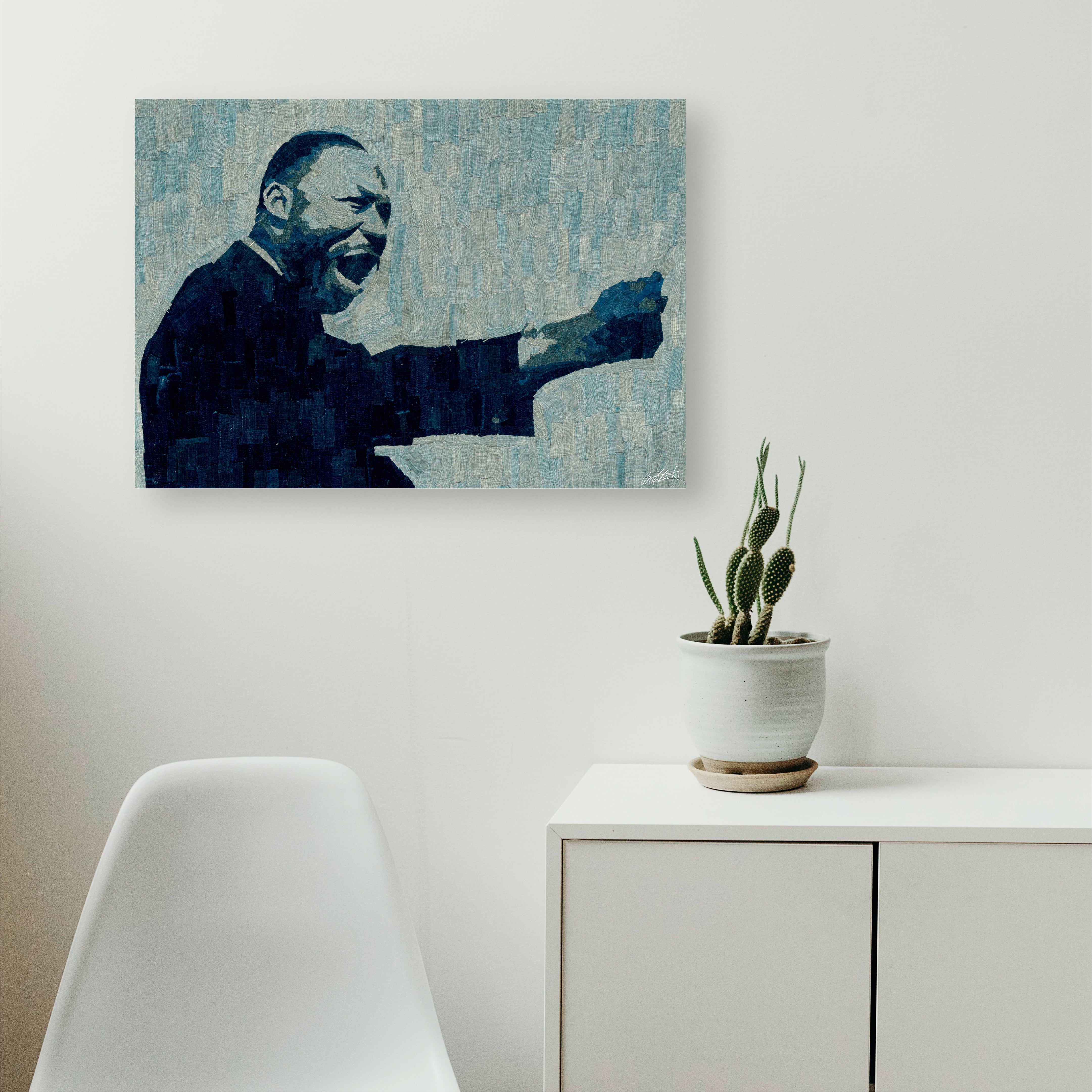 I Have a Dream in Blue – Textile Art Reproduction (NFT Certified
