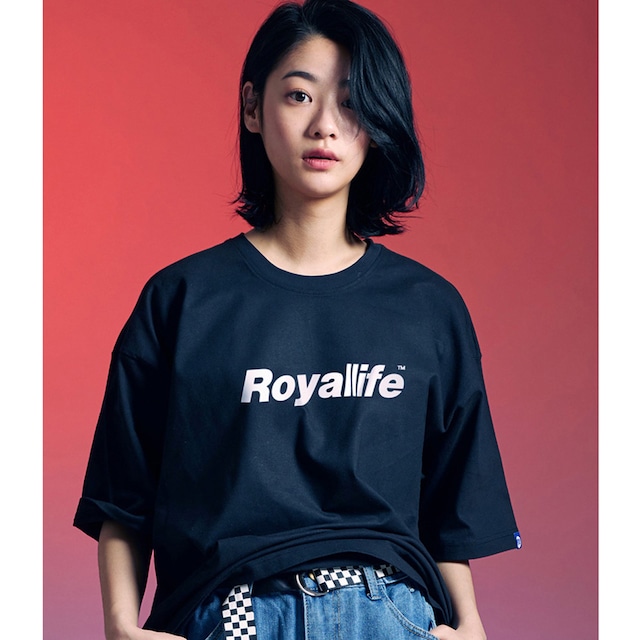 [ROYALLIFE] ORIGINAL LOGO 1/2 TEE BLACK 正規品  韓国 ブランド 半袖 T-シャツ