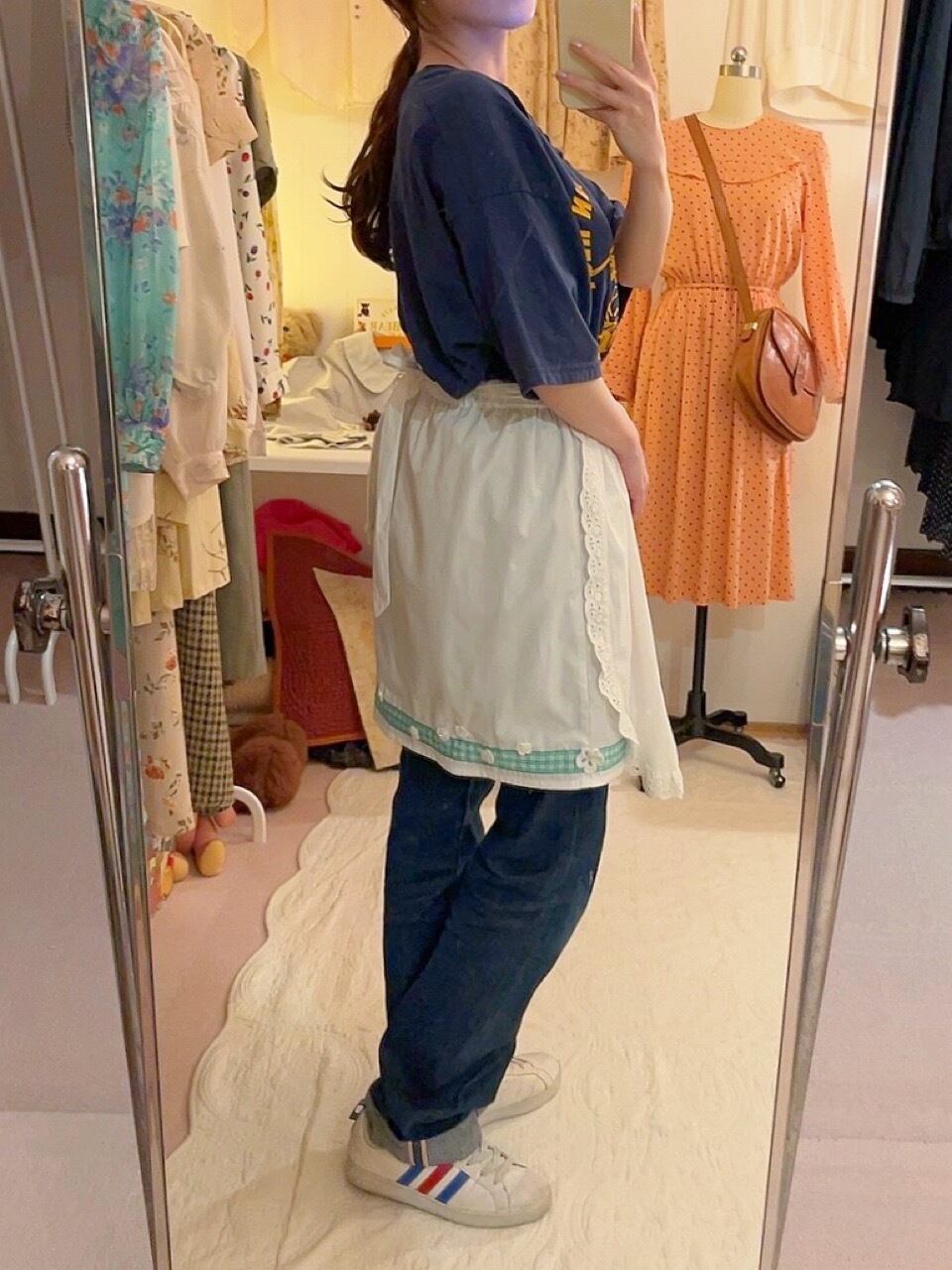 remake : white flower apron mini skirt
