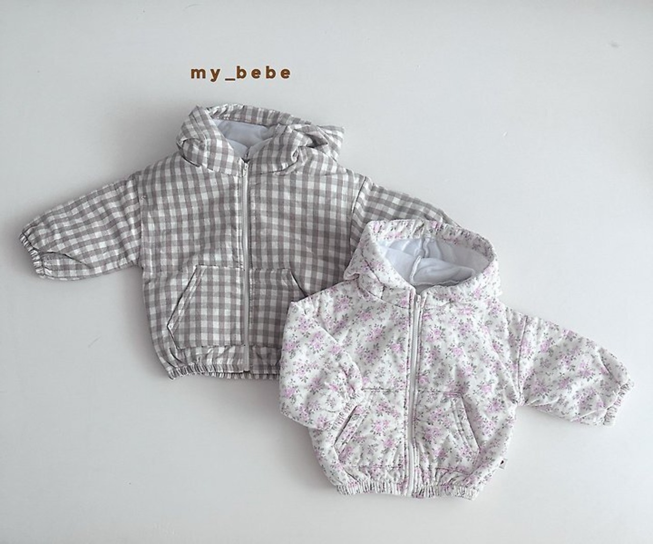 韓国子供服 / Mybebe / ボンディングフードジップアップ *XS~XL*