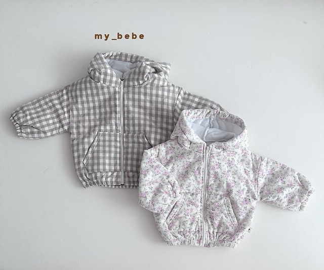 韓国子供服 / Mybebe / ボンディングフードジップアップ *XS~XL*