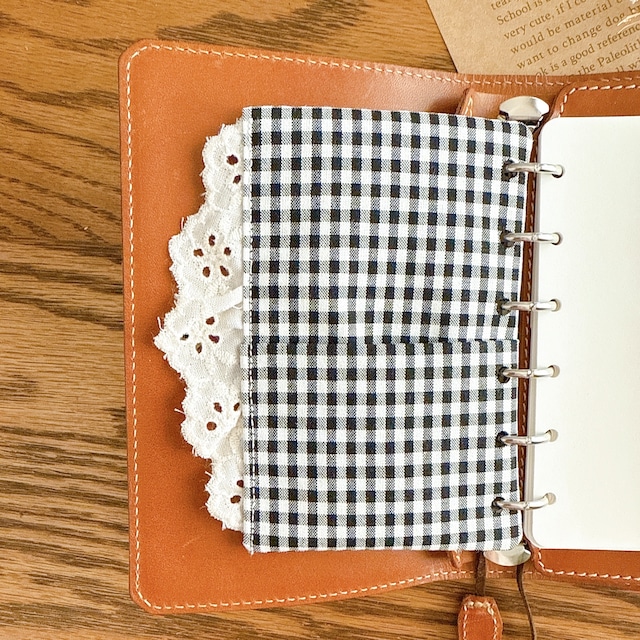 ミニ6サイズ用/ギンガムチェックのふんわりレースポケット/ブラック