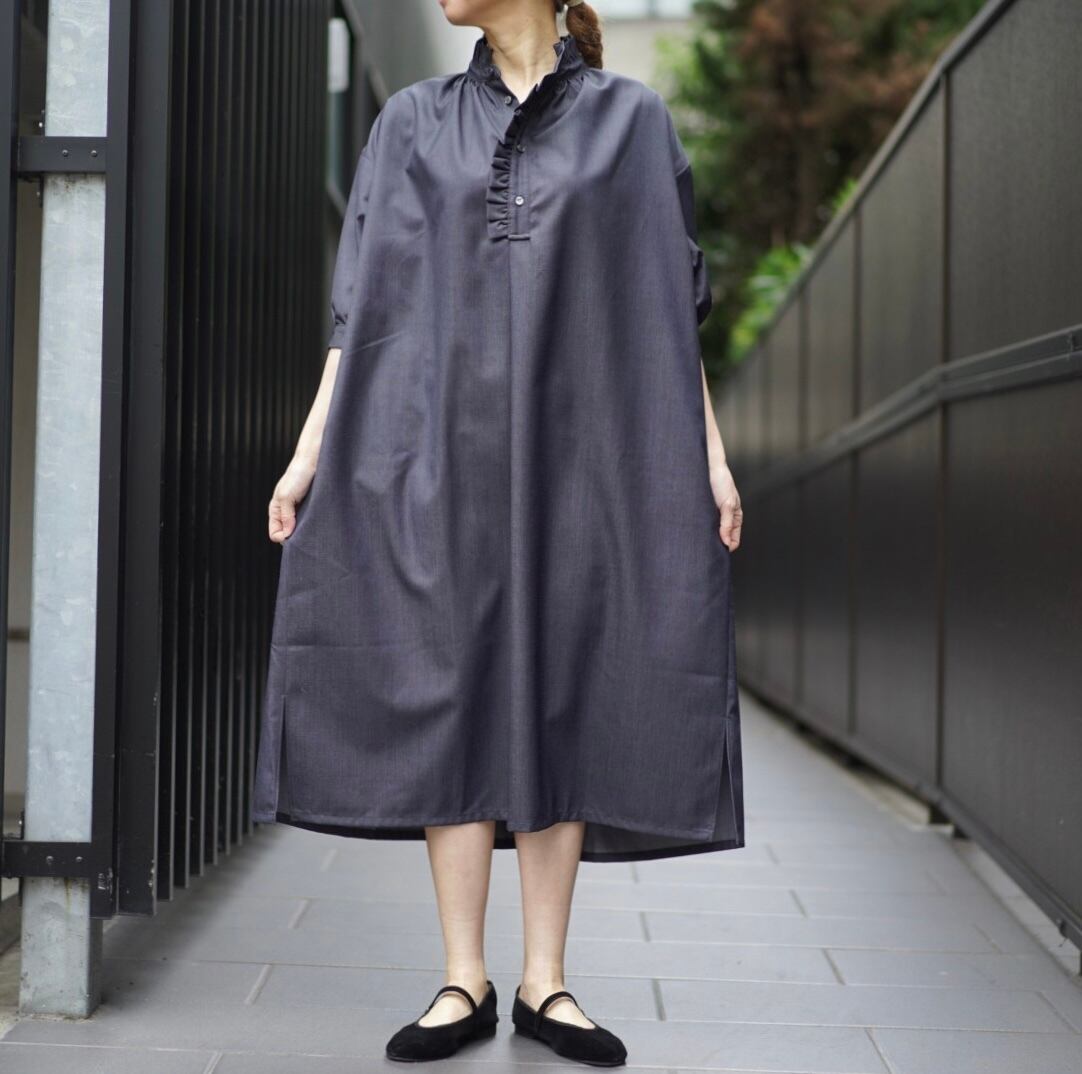 Honnete(オネット) フリルカラー ドレス ワンピース Chambray | Debby
