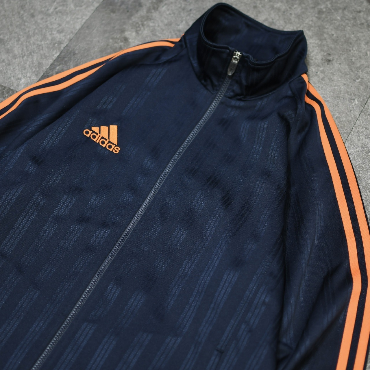 adidas 3 line track jacket navy × orange