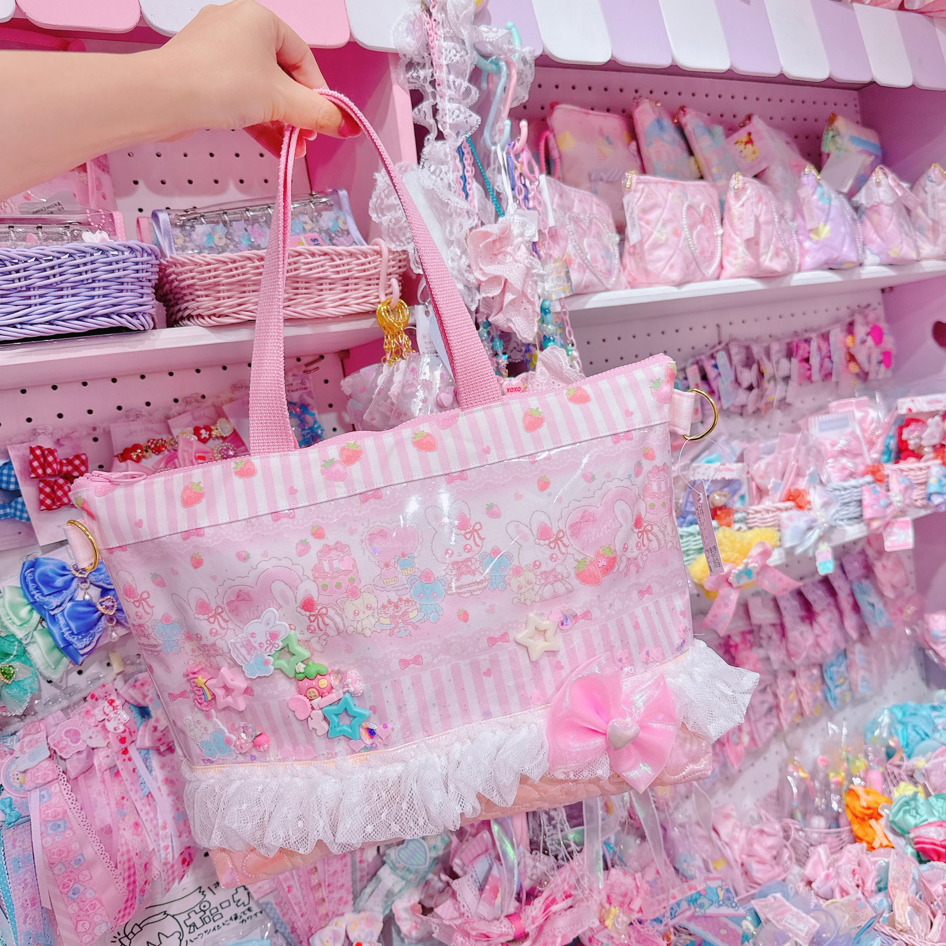 【M6】52-2ハートフリル2wayトートバッグ（ショルダーひも別売）