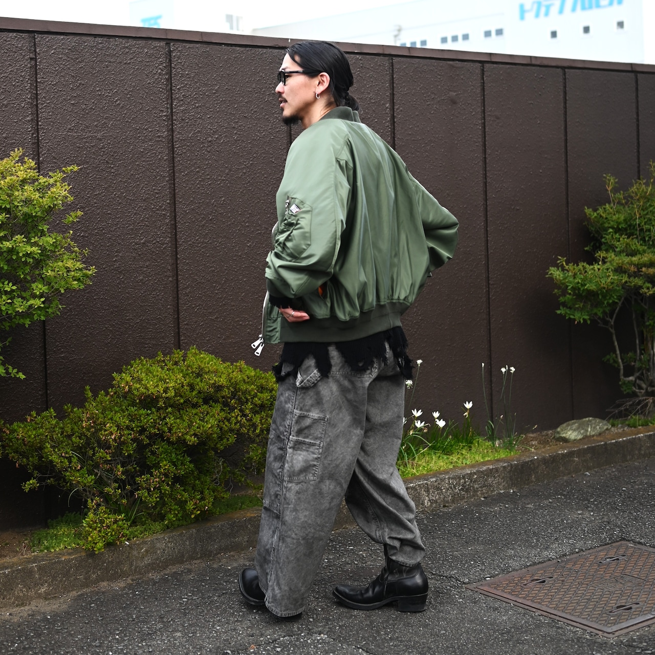 Leh(レー)GANKO別注×damage waffle L/S sweater コーディネート
