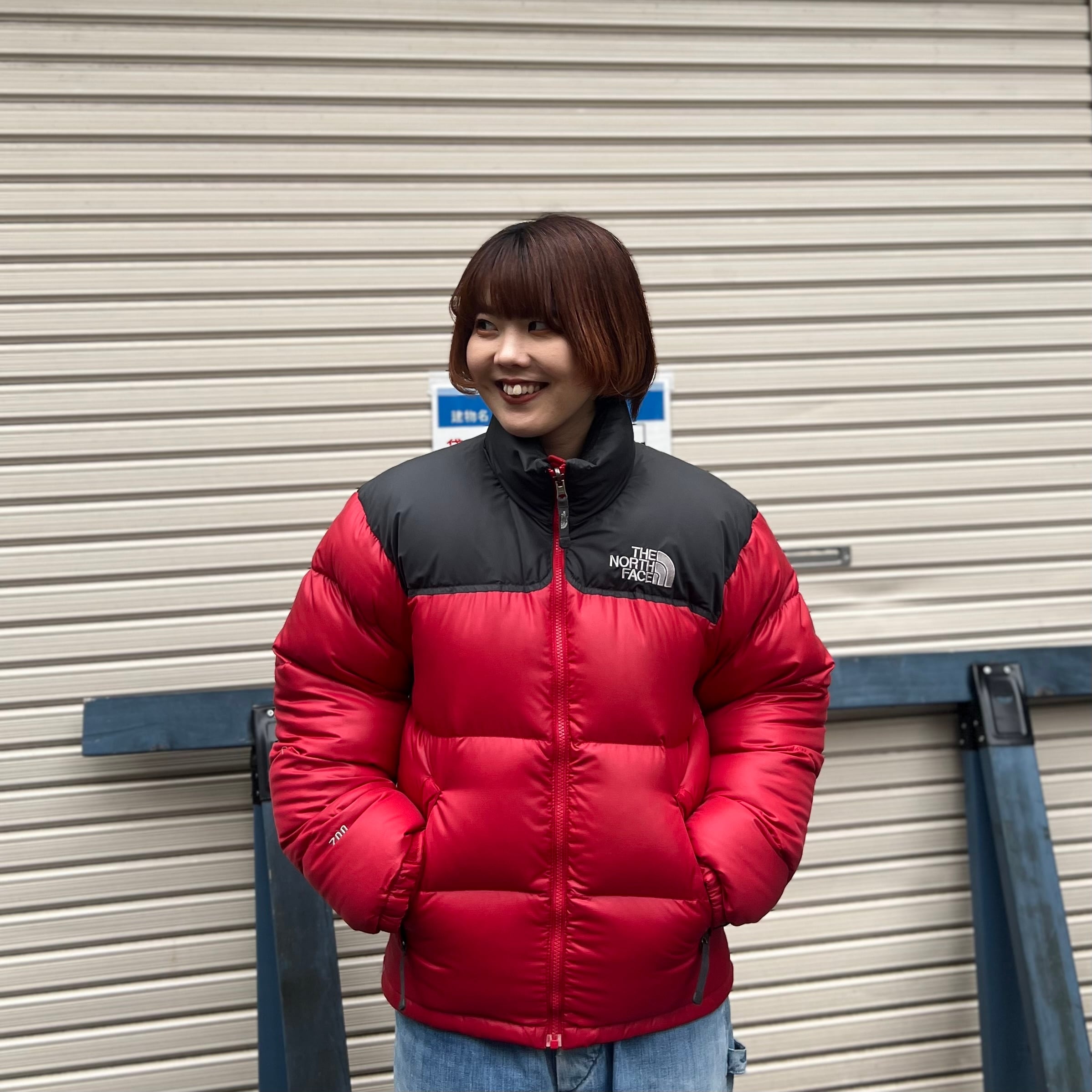 size:85 THE NORTH FACE ザノースフェイス ヌプシジャケット ダウンジャケット 黒 赤 n40103