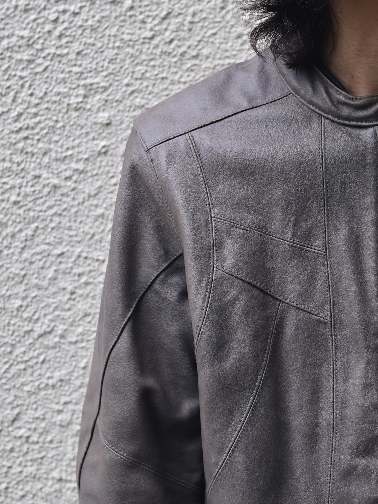 grey racing leather jacket