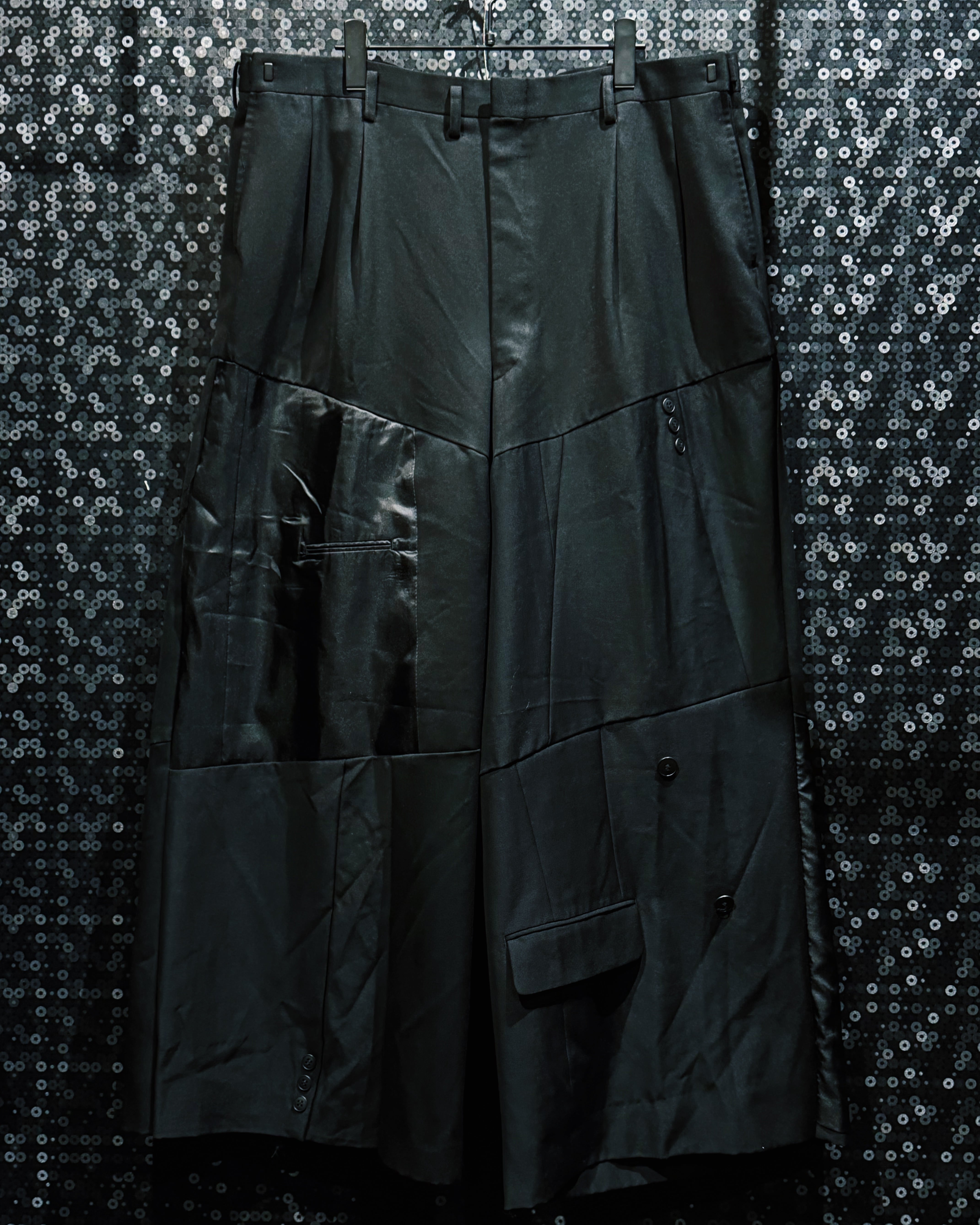 【ÆIEM】BLANK ICON “Obsidian Reconstruction” Asymmetry Panel Wide Slacks
