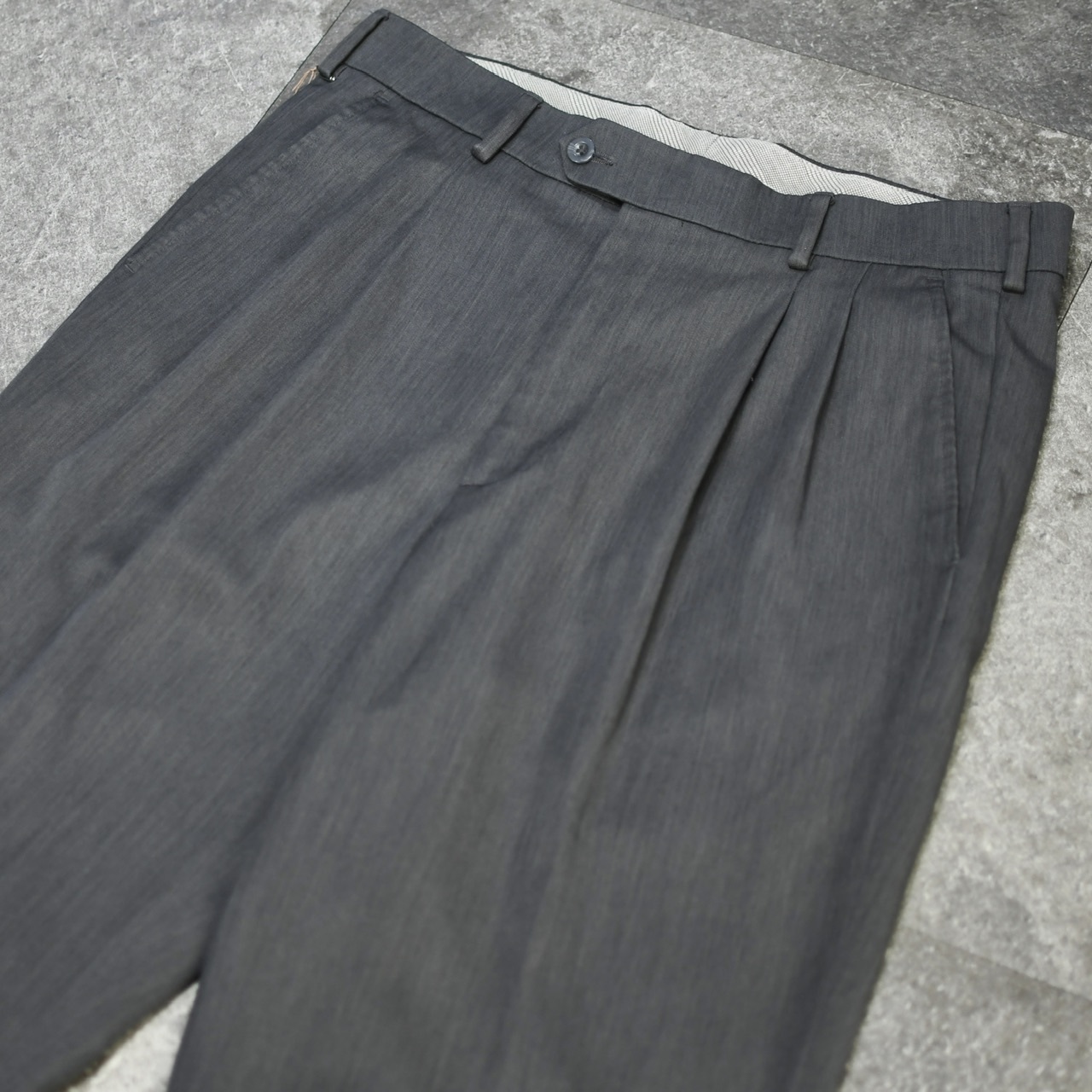 Geoffrey Beene 杢調 drape silhouette gray slacks