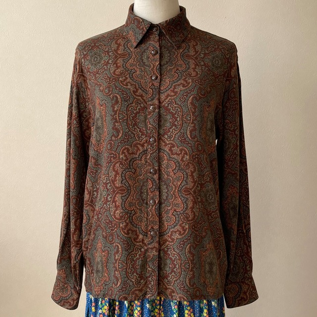 Talbots 1980s Paisley Pattern Blouse W87