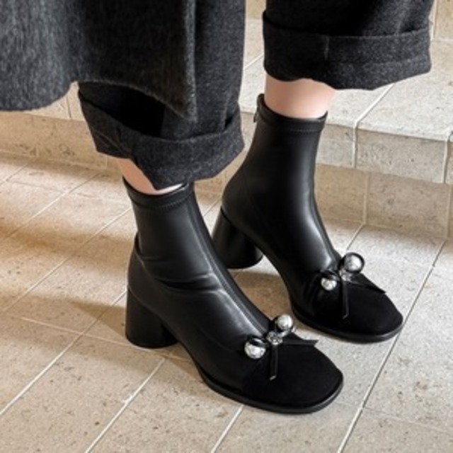 ダブルパールショートブーツ　　F280