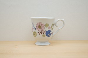 マグカップ（花と鳥/ピンク）