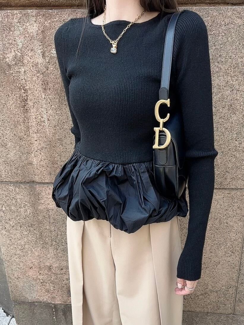 Balloon peplum knit / black (10月中旬頃発送予定)