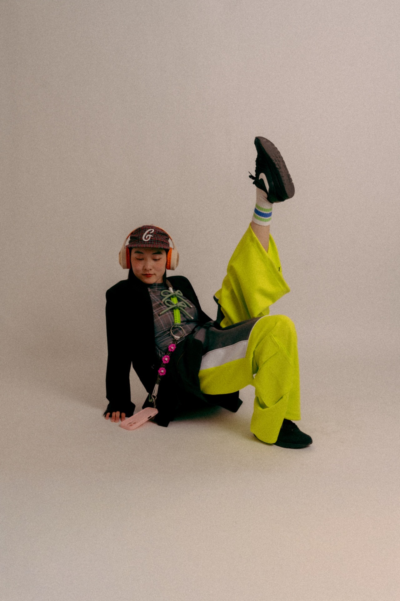 2way big ribbon flower strap Green