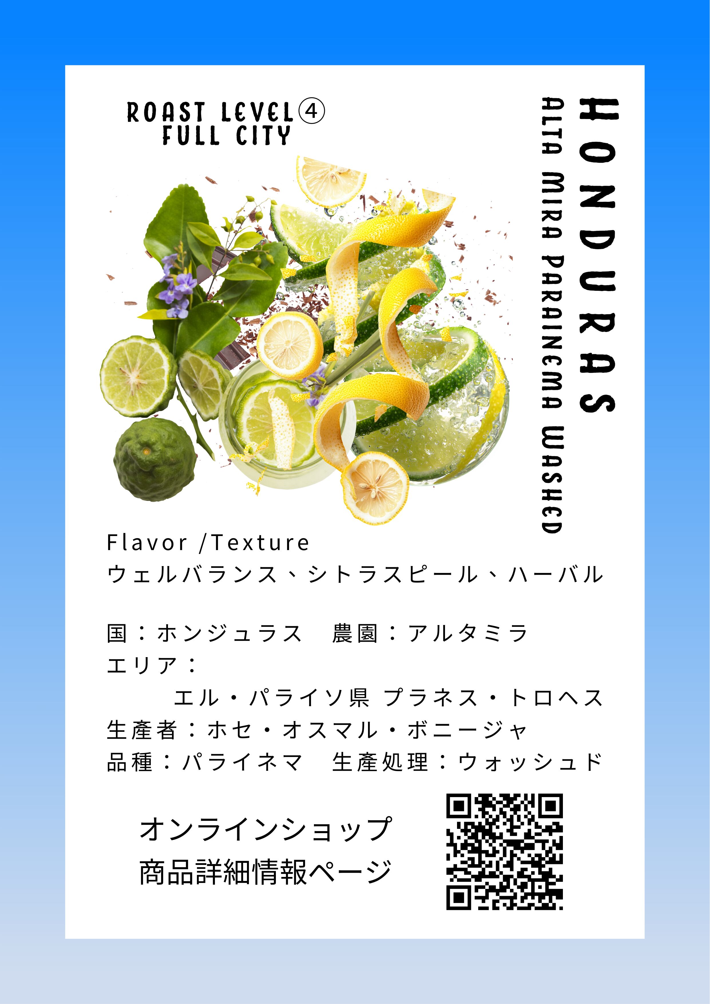 ホンジュラス アルタミラ農園 パライネマ Washed（200g）コーヒー豆