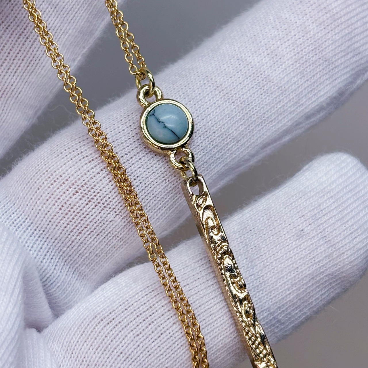 カレイキニネックレス(Blue/Gold)