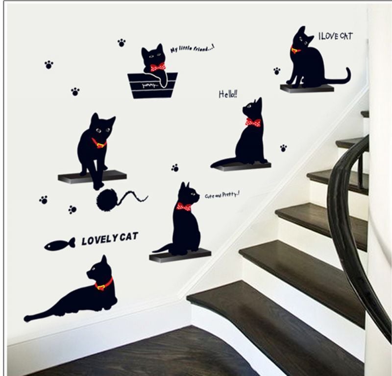 ウォールステッカー LOVELY CAT 50×70cm 壁紙 シール 賃貸OK DIY