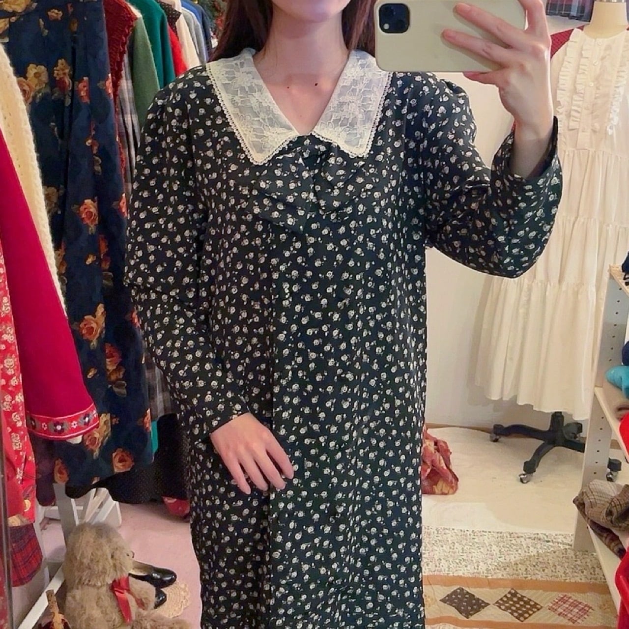 mini rose lace collar one-piece