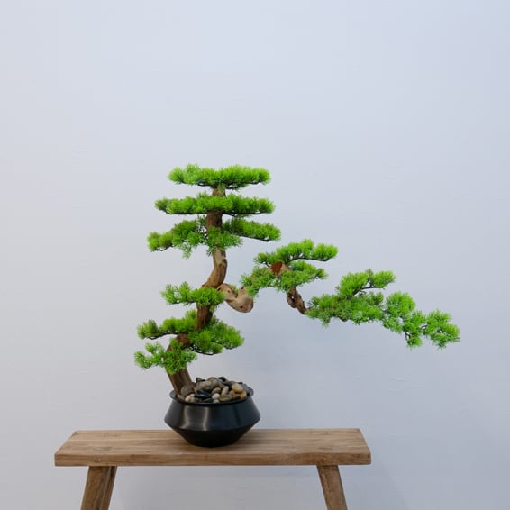 折鶴盆栽　松　12 (ハイブリッド樹木) 天然木とフェイクのハイブリッド フェイク盆栽 松「雅龍」 Artificial