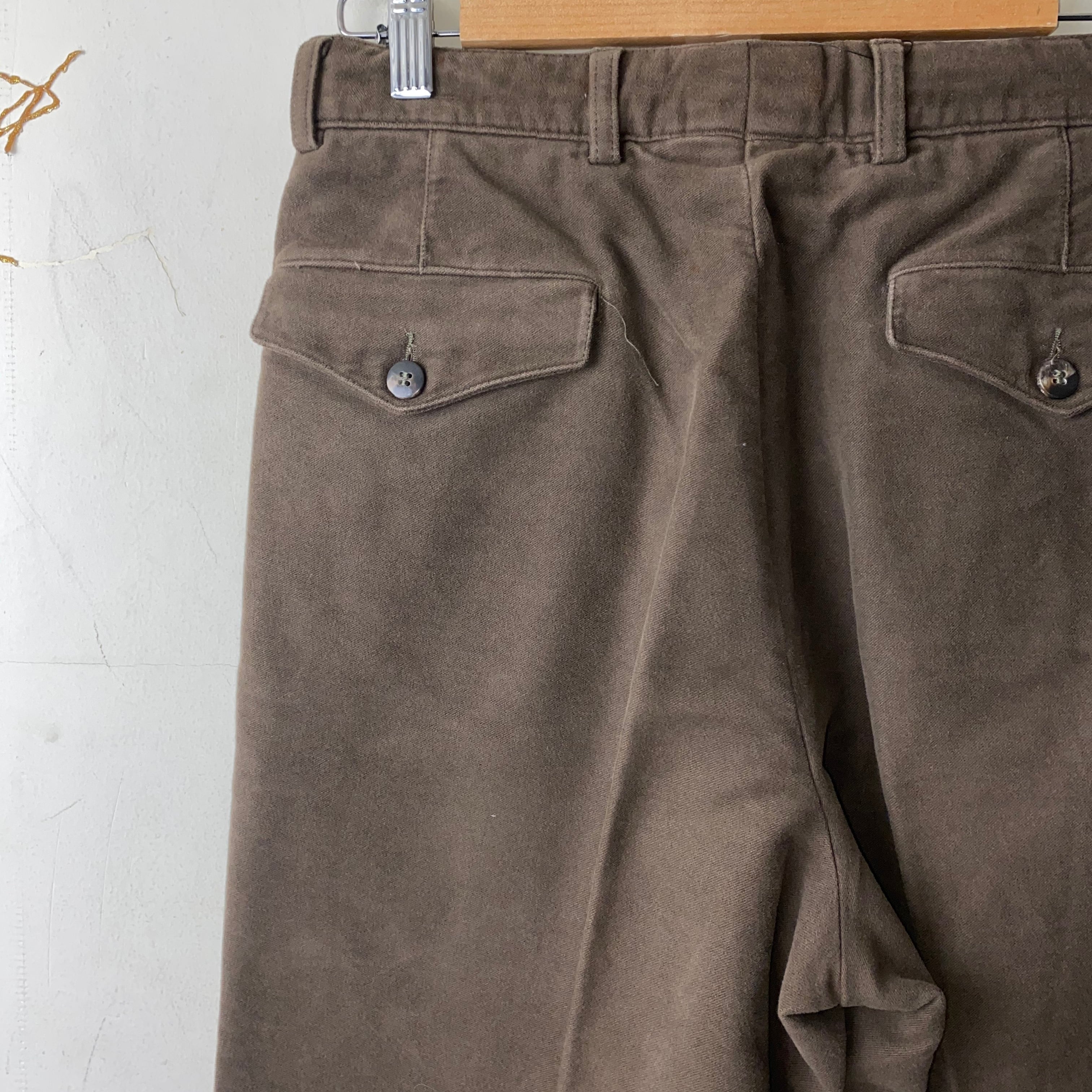 90s EMPORIO ARMANI モールスキン ギミックパンツ　アーカイブ vintage EMPORIO ARMANI moleskin tucked pants | NOIR ONLINE