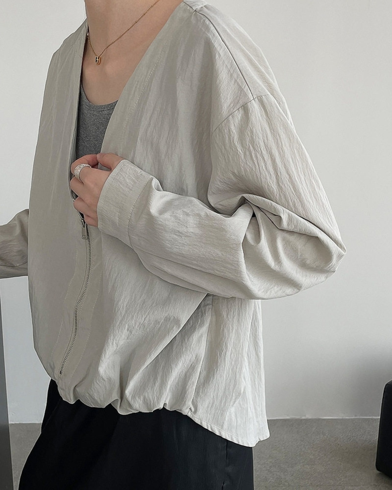 ジップフロントVネックシャツジャケット 3color A1003 - 8
